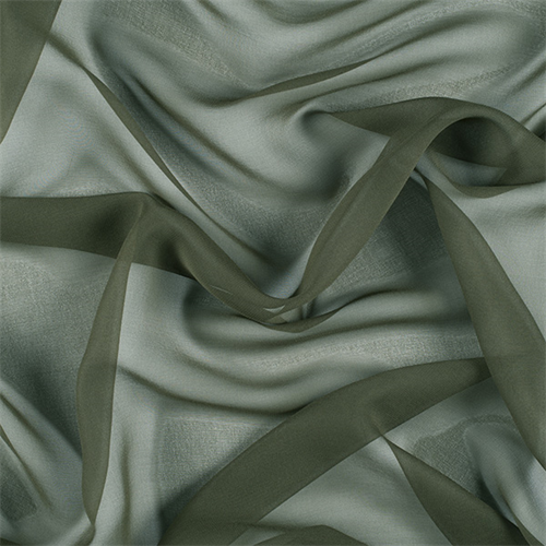 Olive Green Wide Silk Chiffon