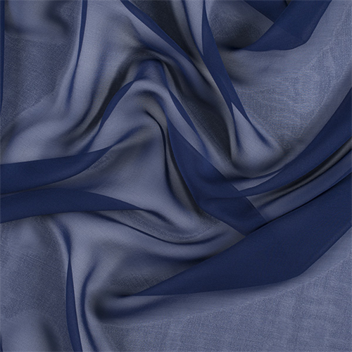 Dark Blue Wide Silk Chiffon