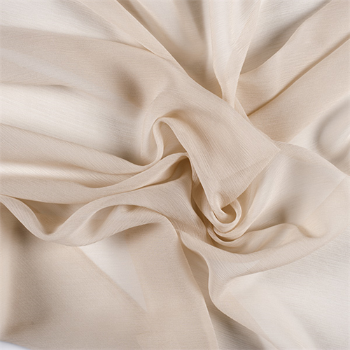 Beige Crinkled Silk Chiffon