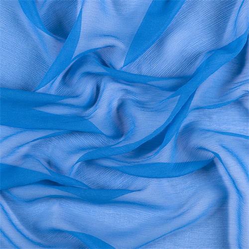 Bright Blue Crinkled Silk Chiffon