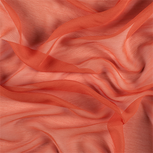 Orange Crinkled Silk Chiffon