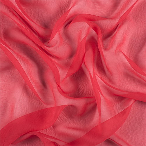 Bright Red Crinkled Silk Chiffon