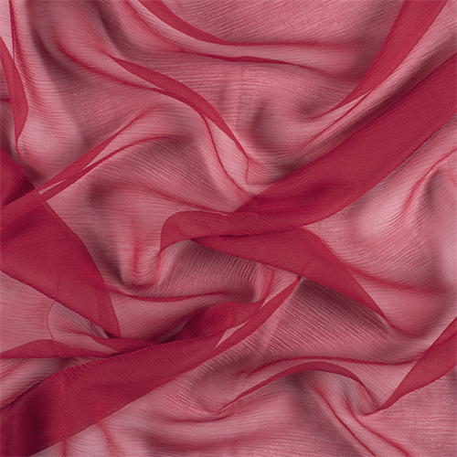 Dark Red Crinkled Silk Chiffon