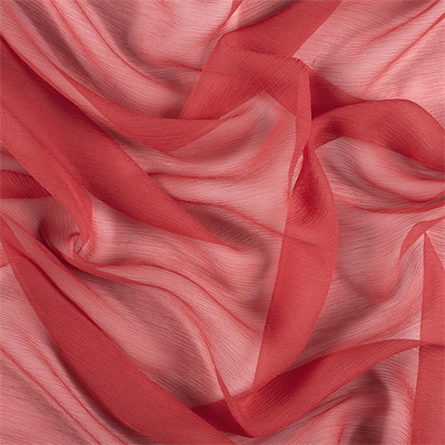 Red Crinkled Silk Chiffon