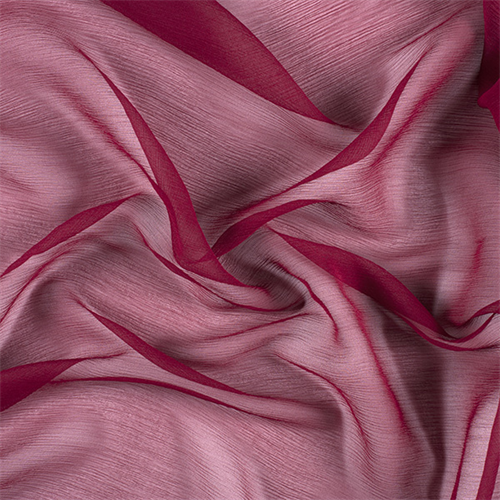 Burgundy Crinkled Silk Chiffon