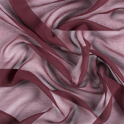 Wine Crinkled Silk Chiffon
