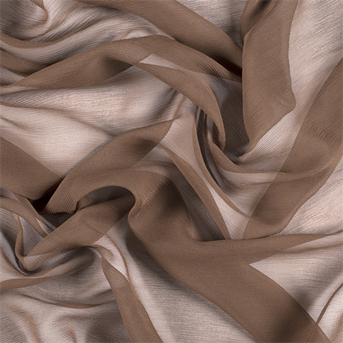Olive Brown Crinkled Silk Chiffon