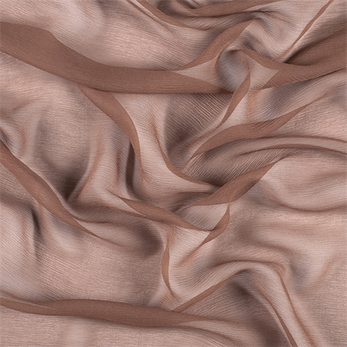 Brown Crinkled Silk Chiffon