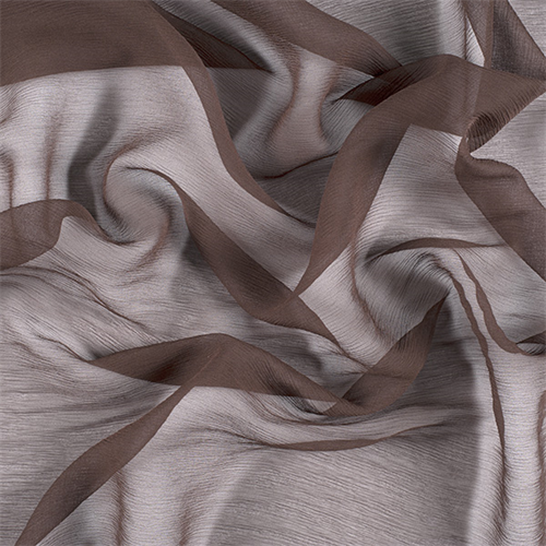 Dark Brown Crinkled Silk Chiffon