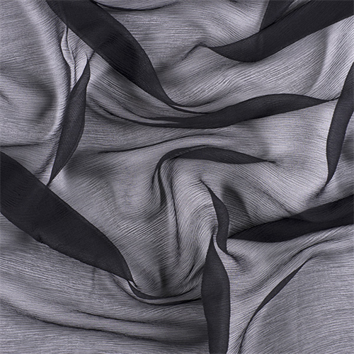 Midnight Navy Crinkled Silk Chiffon