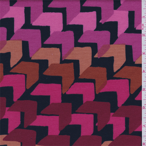 Black/Fuschia Chevron Double Knit