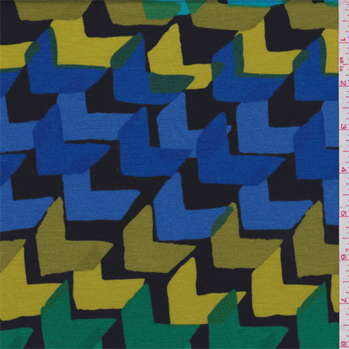 Black/Aqua Chevron Double Knit
