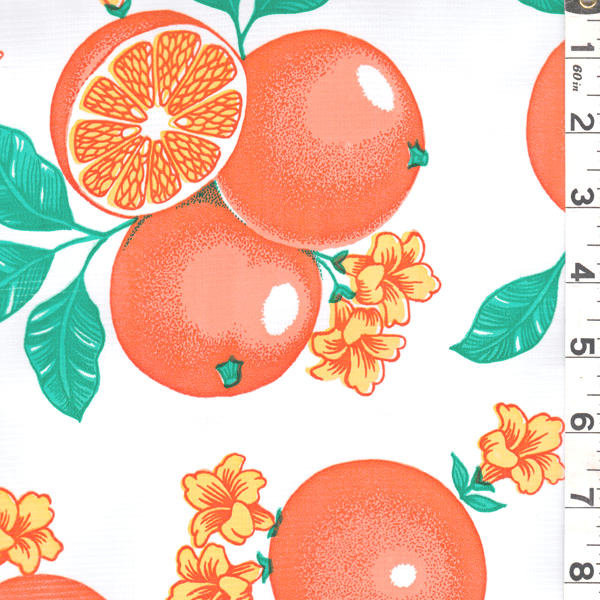 *5/8 YD PC--White Fruit Oilcloth
