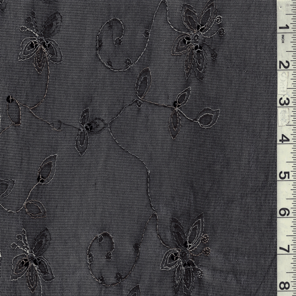 Black Embroidered Mesh 7627